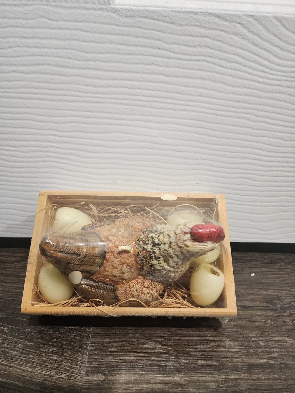 Decorative Hen in Nest with Eggs Candle - Sealed